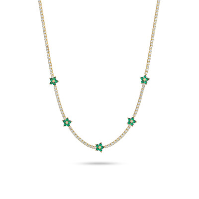 Flowers Tennis Choker Necklace