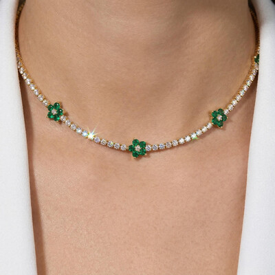 Flowers Tennis Choker Necklace