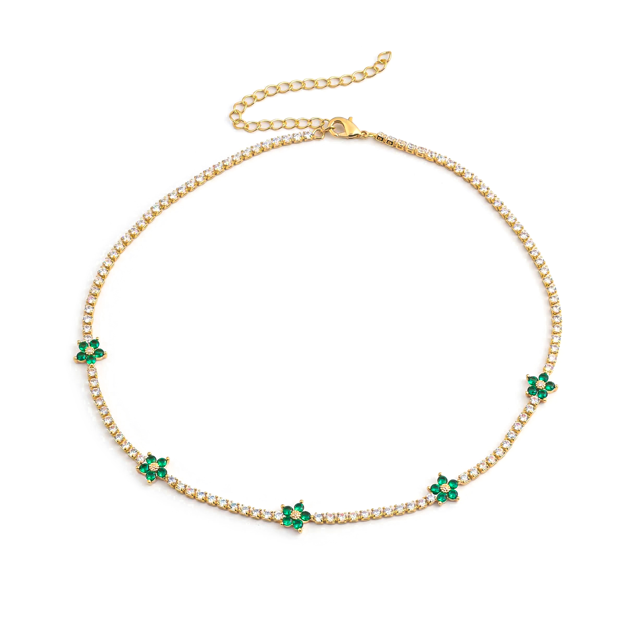 Flowers Tennis Choker Necklace
