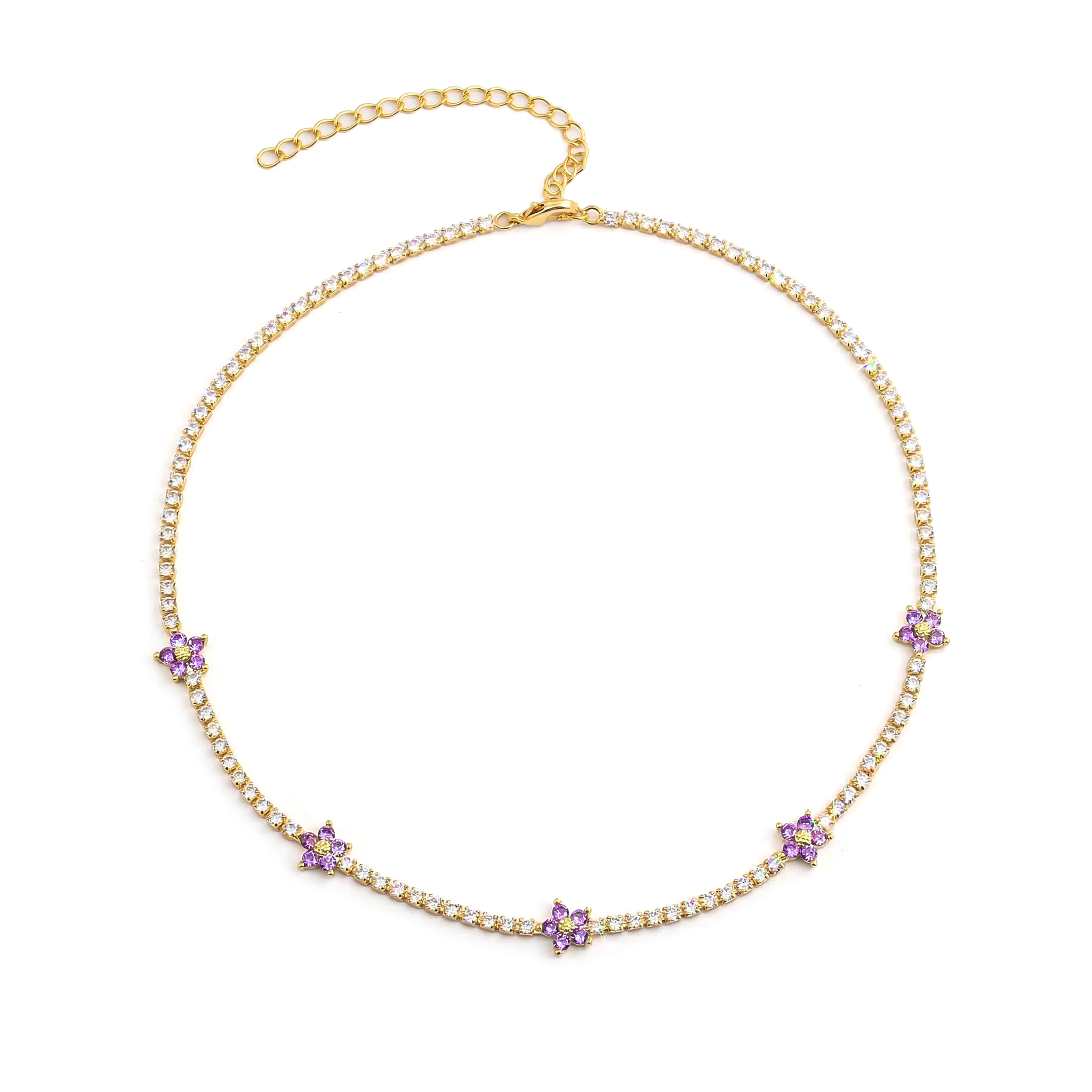 Flowers Tennis Choker Necklace