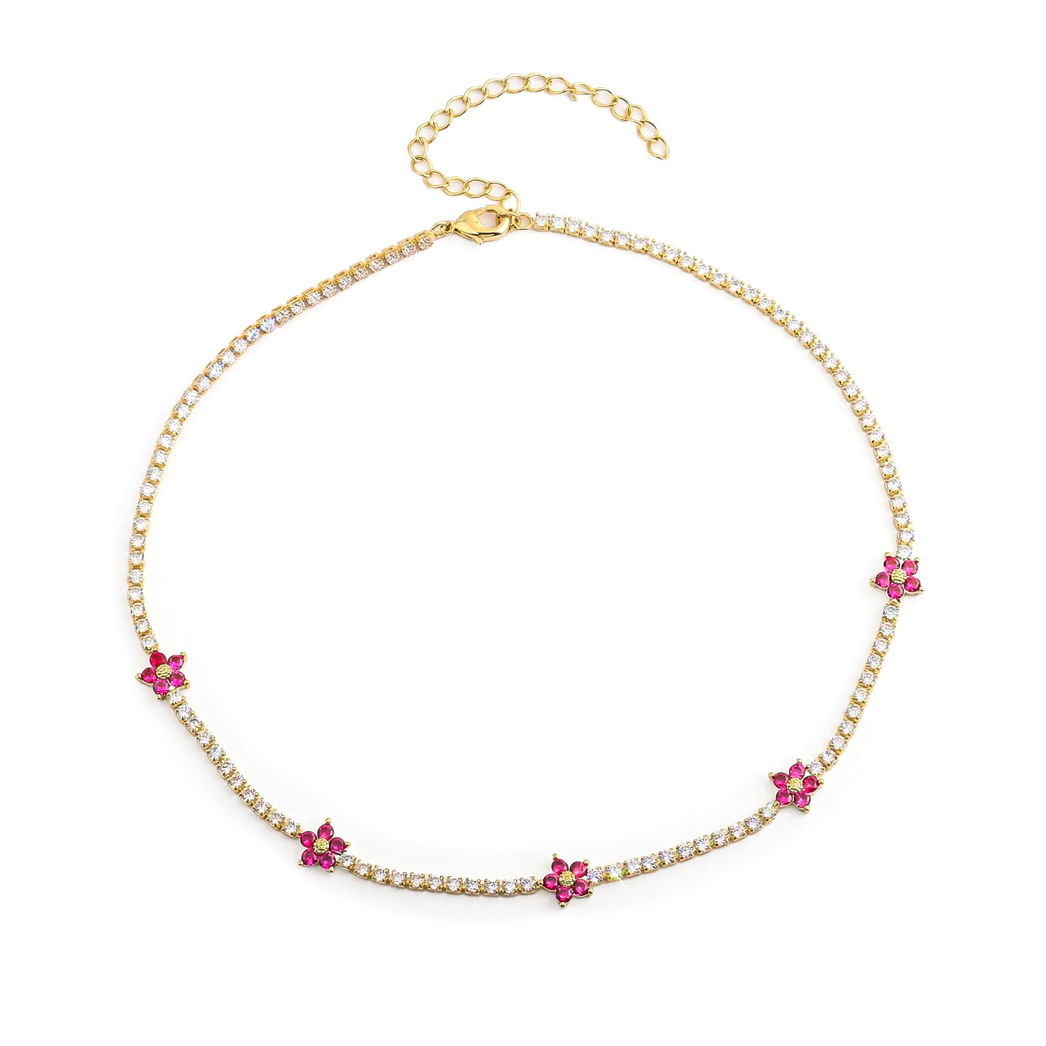 Flowers Tennis Choker Necklace