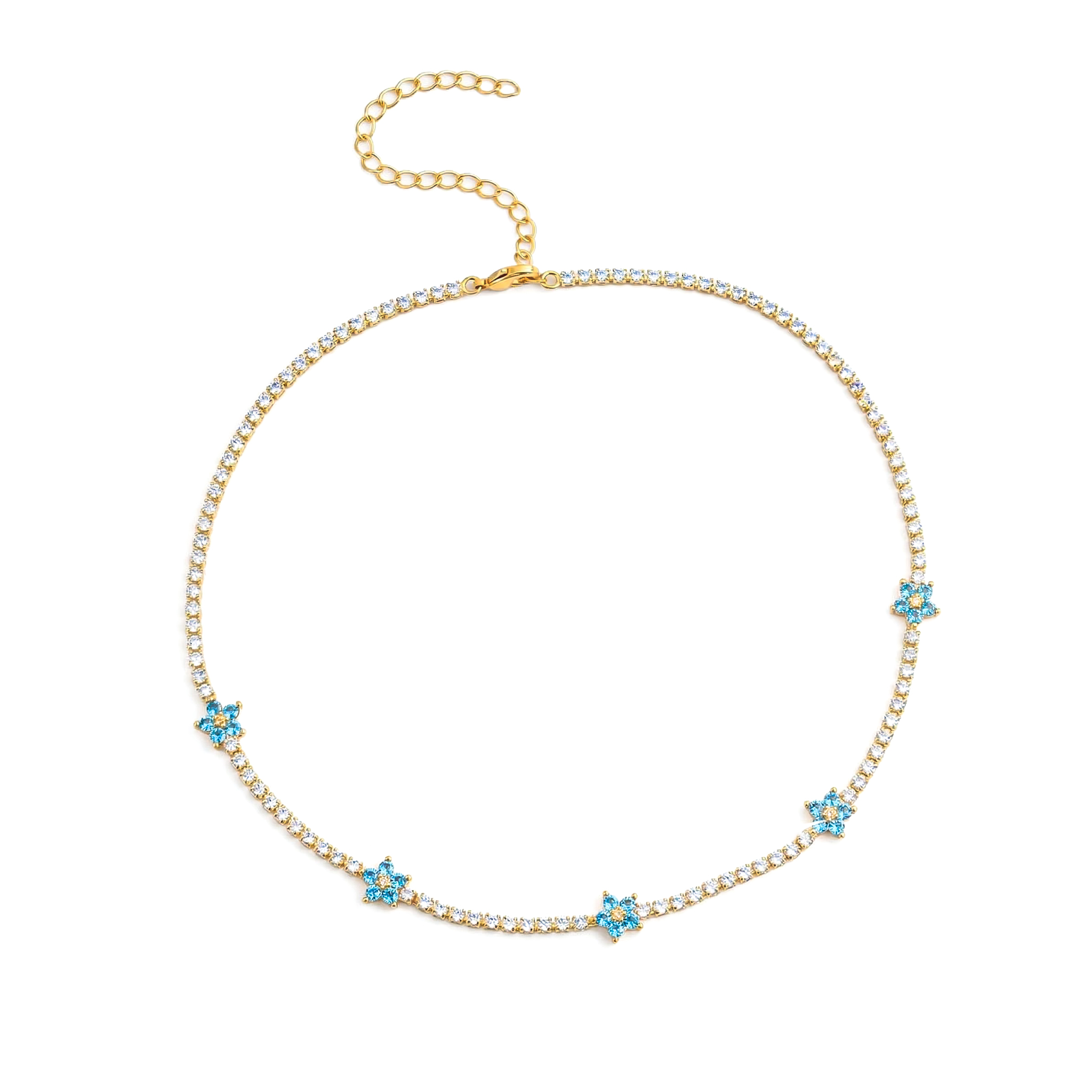 Flowers Tennis Choker Necklace