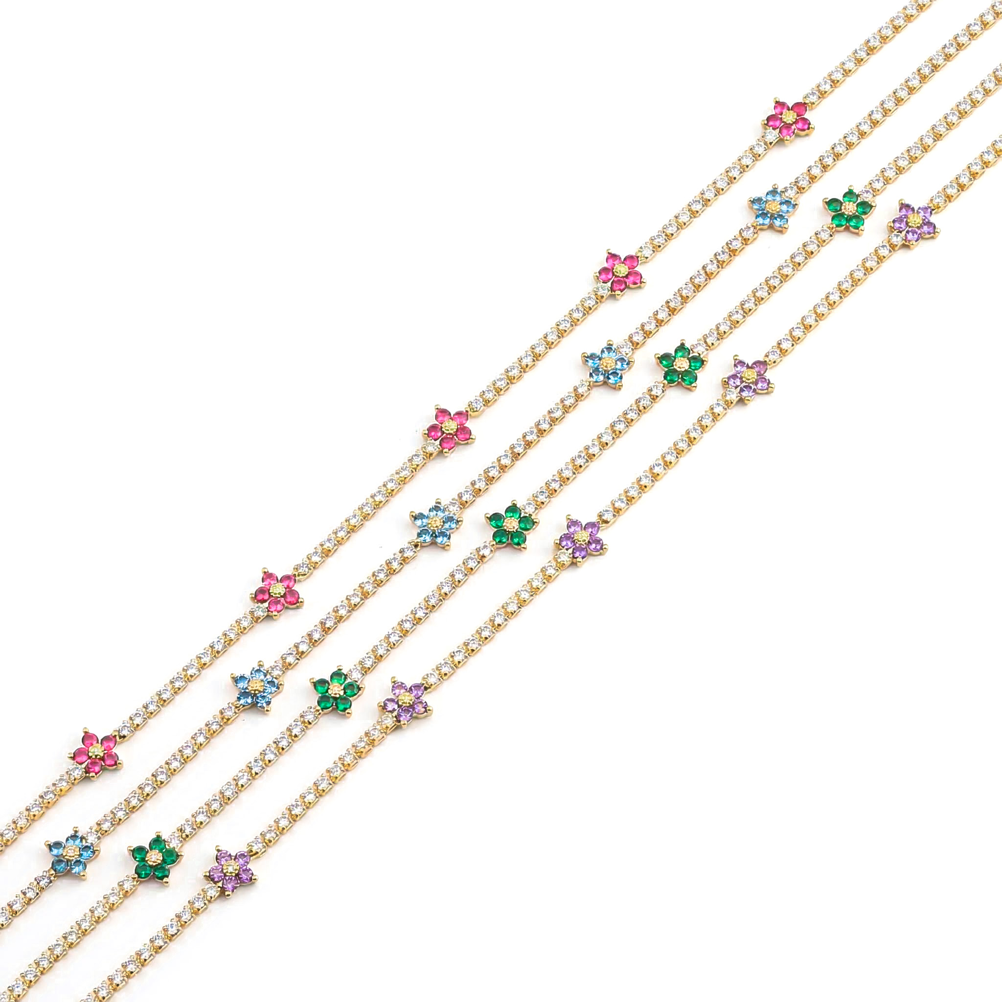 Flowers Tennis Choker Necklace