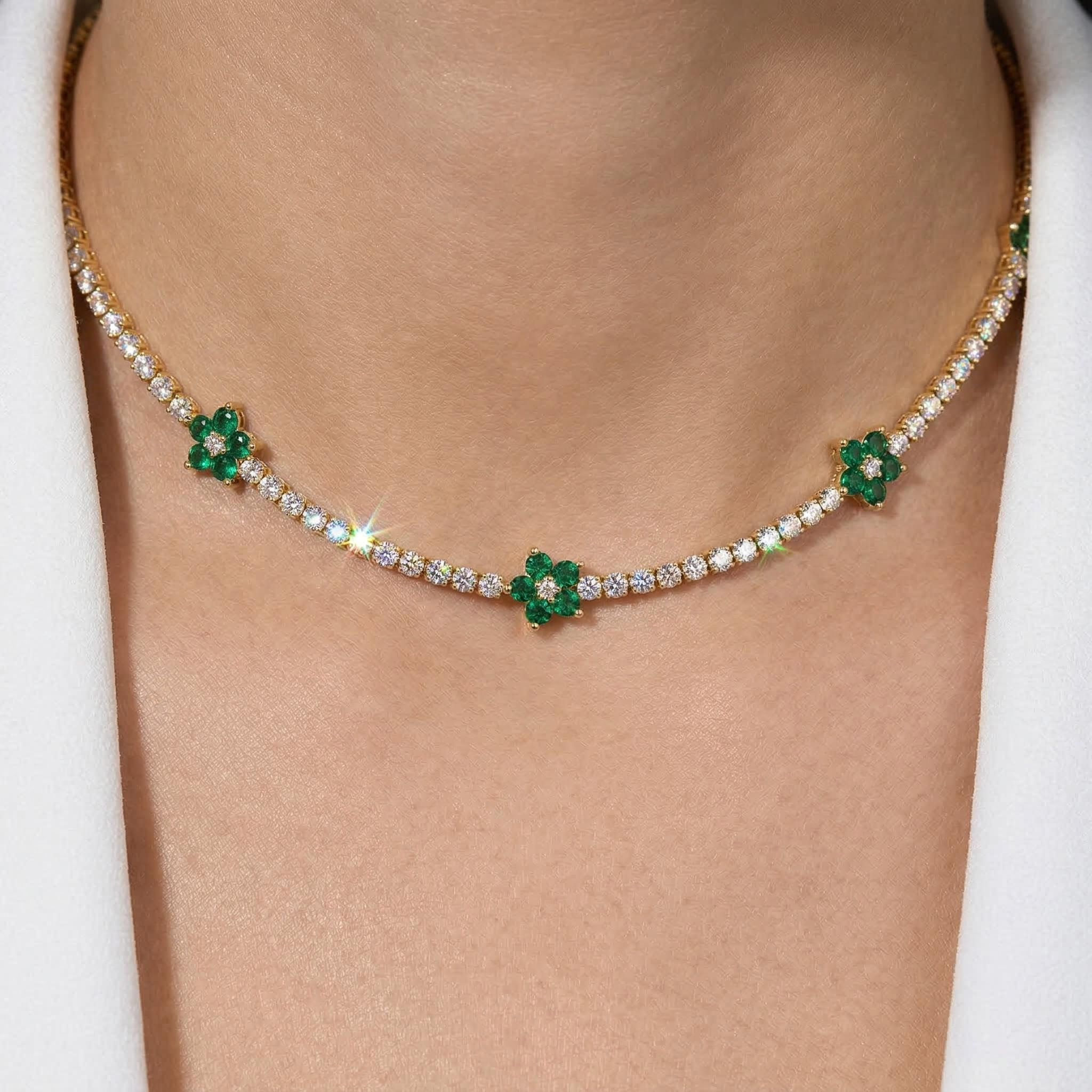 Flowers Tennis Choker Necklace