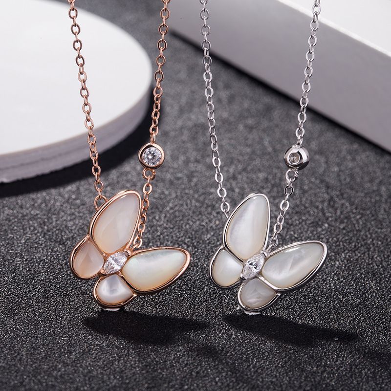 Sterling Silver Mother of Pearl Butterfly Necklace