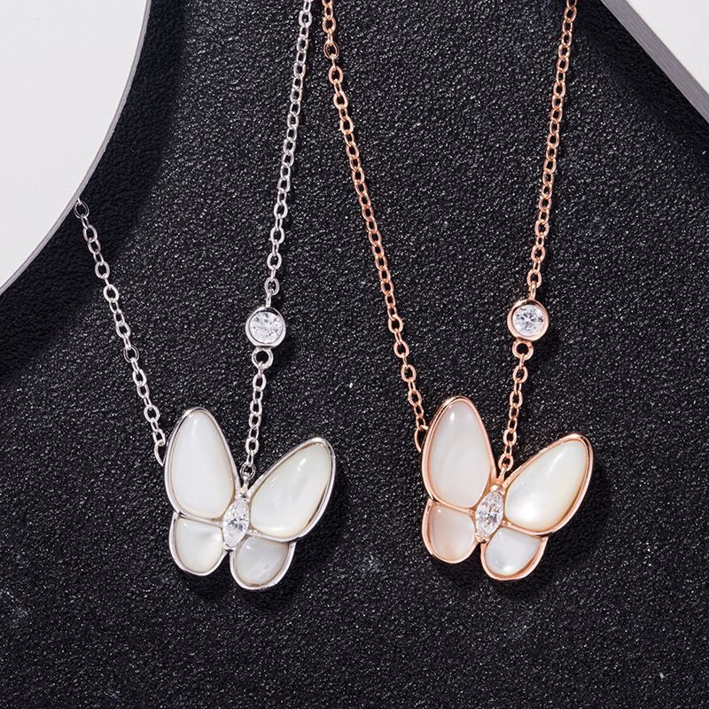 Sterling Silver Mother of Pearl Butterfly Necklace