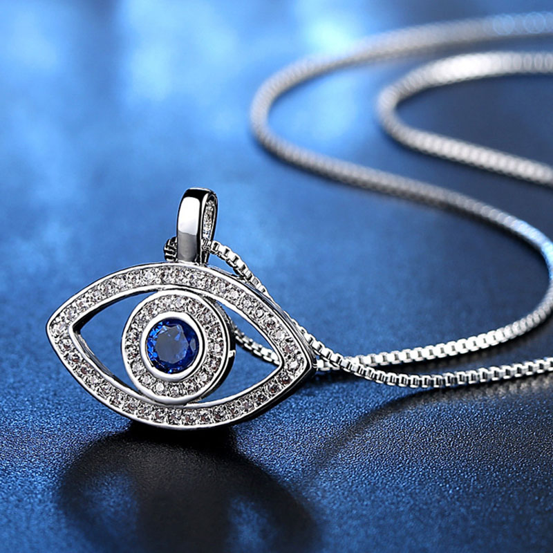 Iced Evil Eye Clavicle Chain Necklace