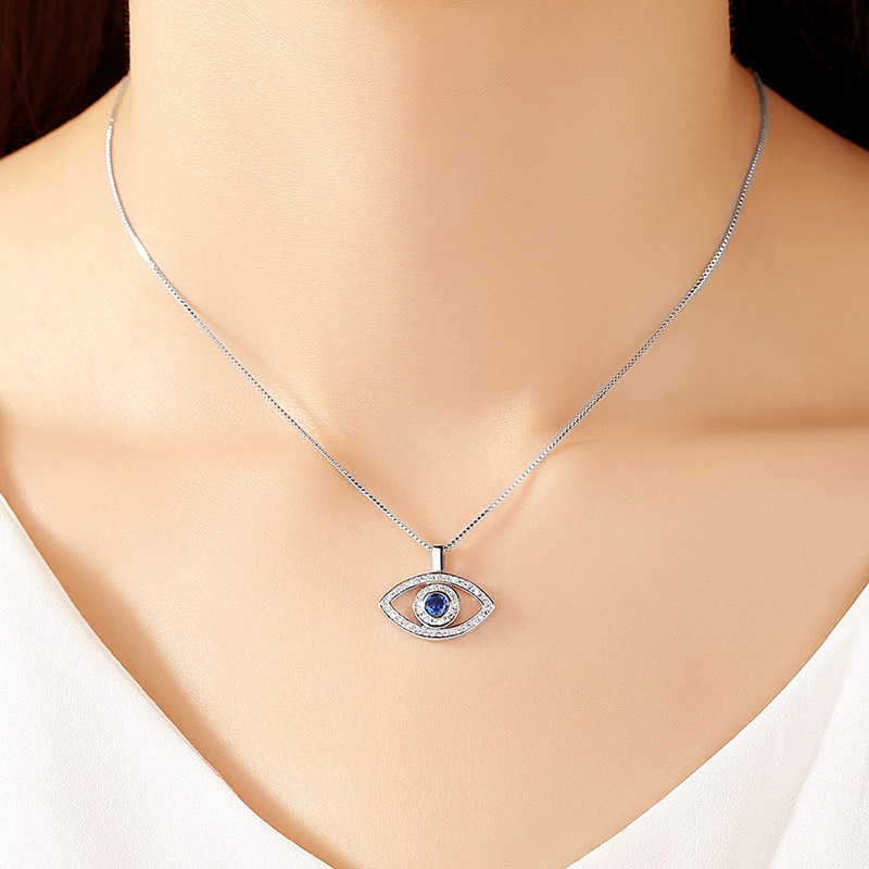 Iced Evil Eye Clavicle Chain Necklace