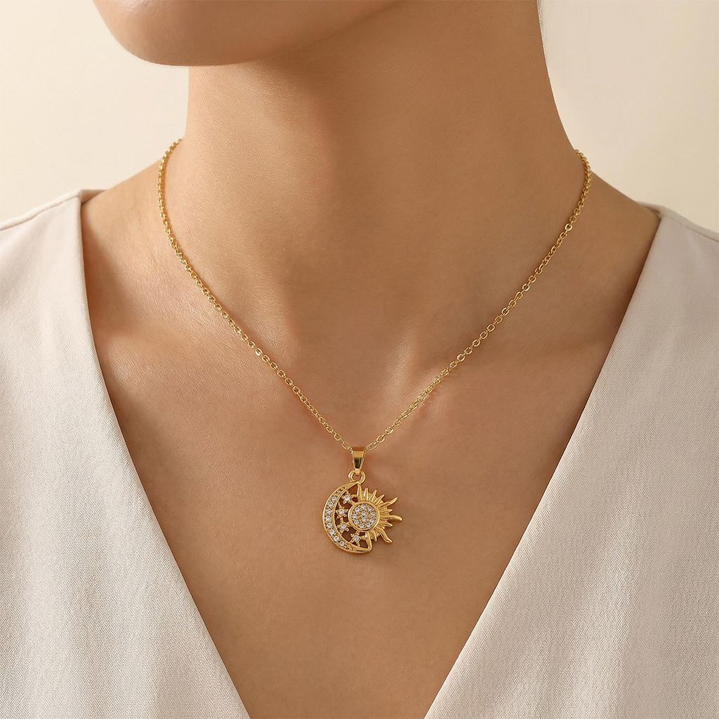 Sun Moon Star Pendant Necklace