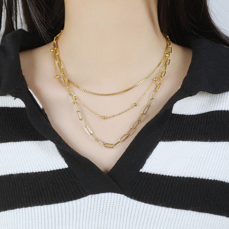 Three Layers Paperclip Chain Necklace