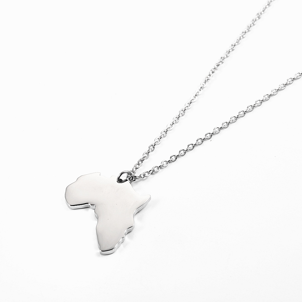 Stainless Steel Africa Map Pendant Necklace