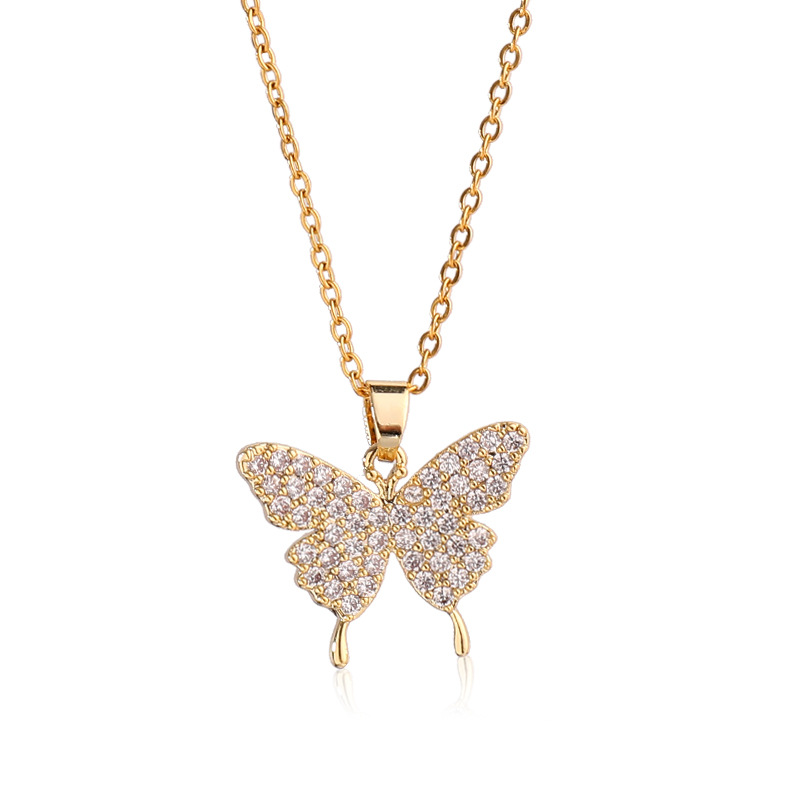 Micro Pave Butterfly Pendant Necklace