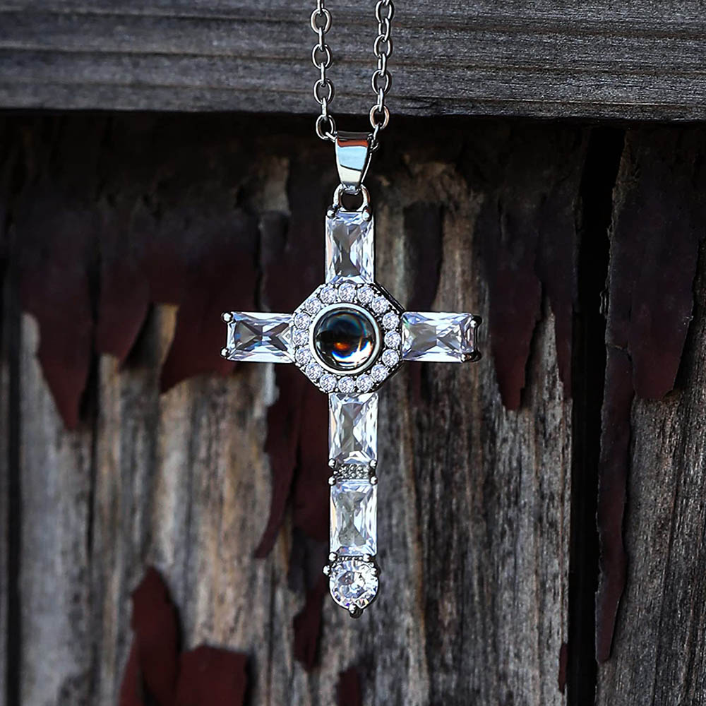 Cross Micro-engraved Bible Verses Projection Necklace