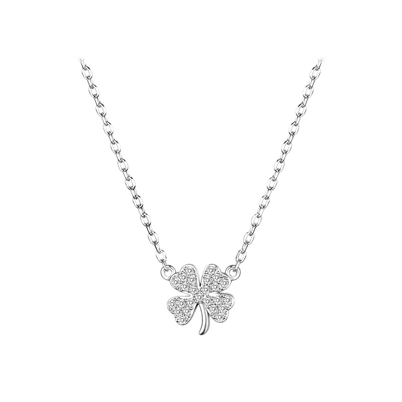  Sterling Silver Four-leaf Clover Choker Necklace