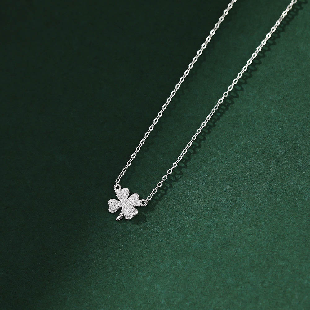  Sterling Silver Four-leaf Clover Choker Necklace