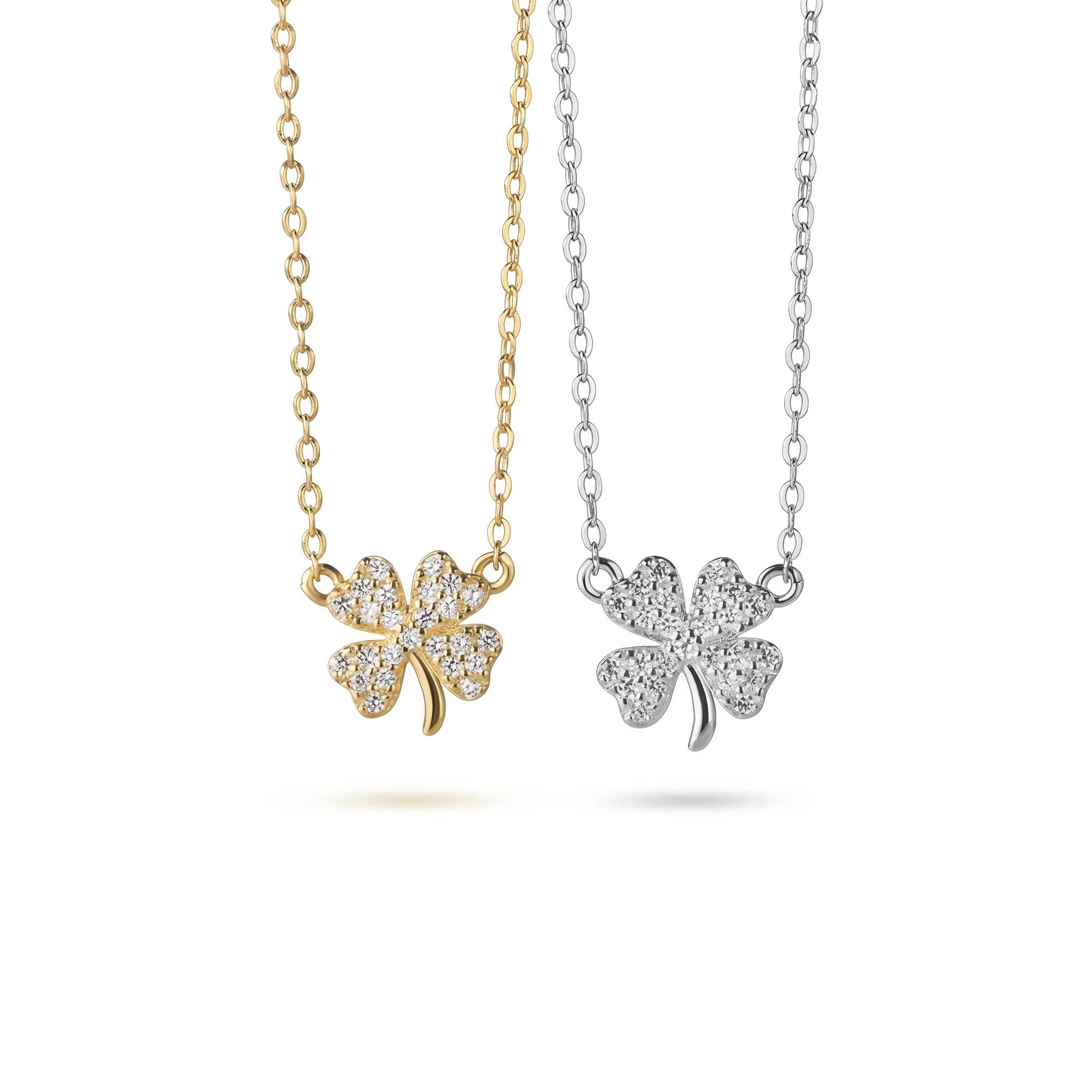  Sterling Silver Four-leaf Clover Choker Necklace