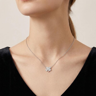  Sterling Silver Four-leaf Clover Choker Necklace