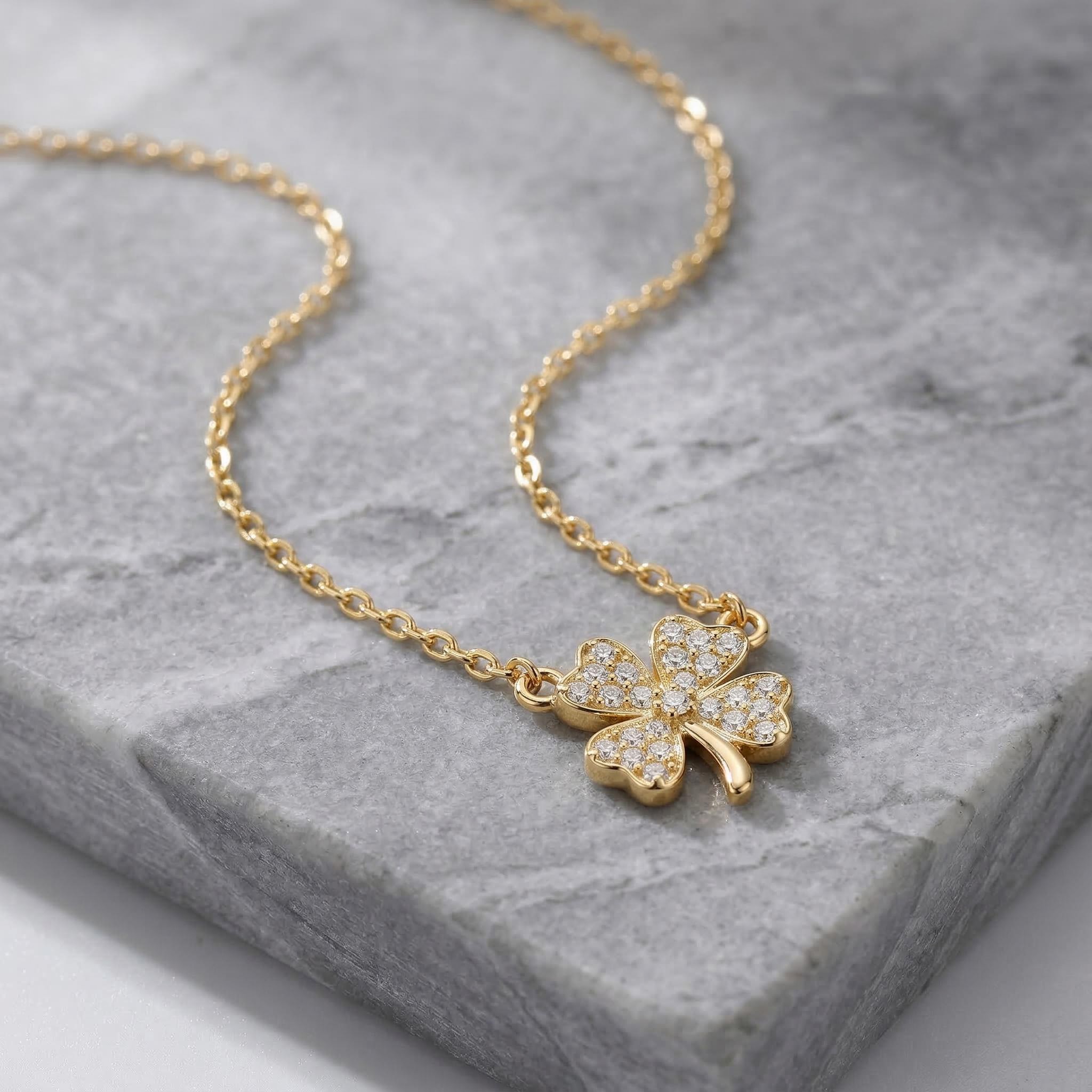  Sterling Silver Four-leaf Clover Choker Necklace