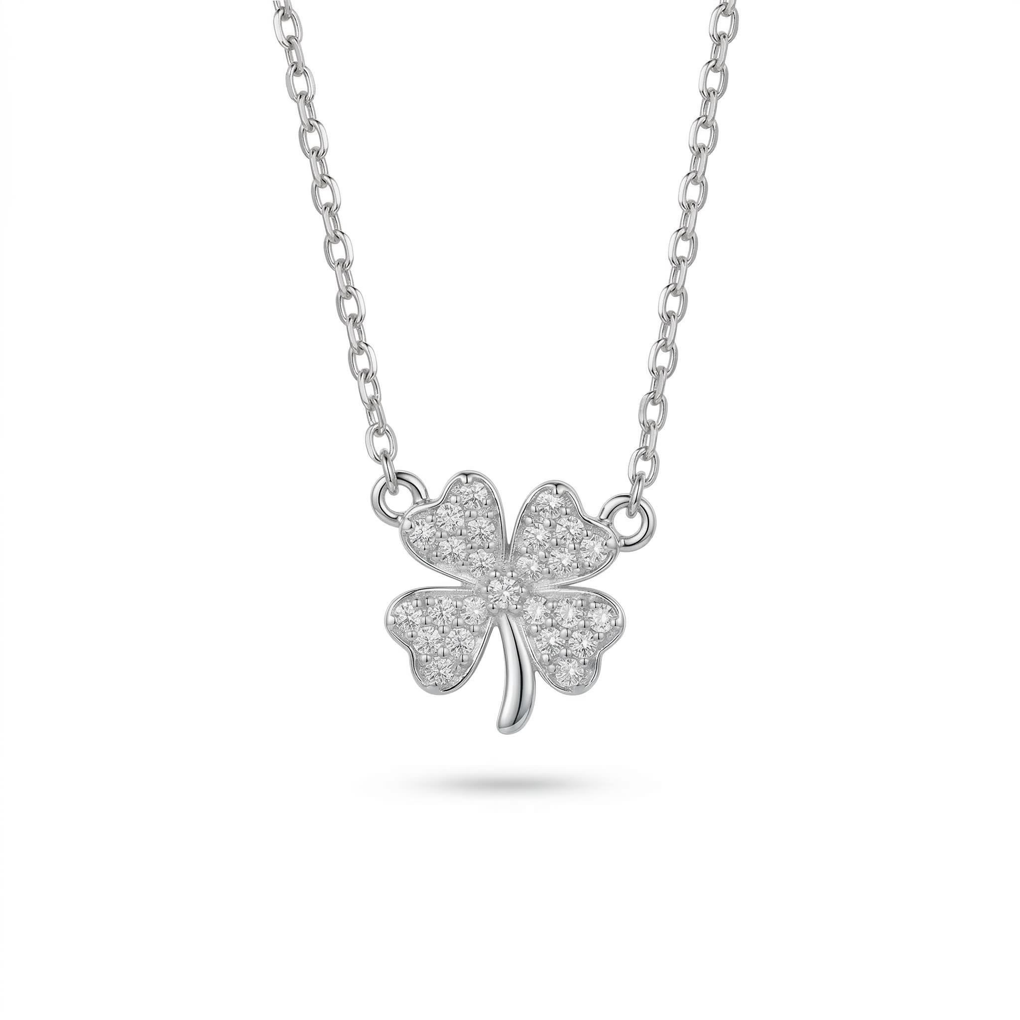  Sterling Silver Four-leaf Clover Choker Necklace