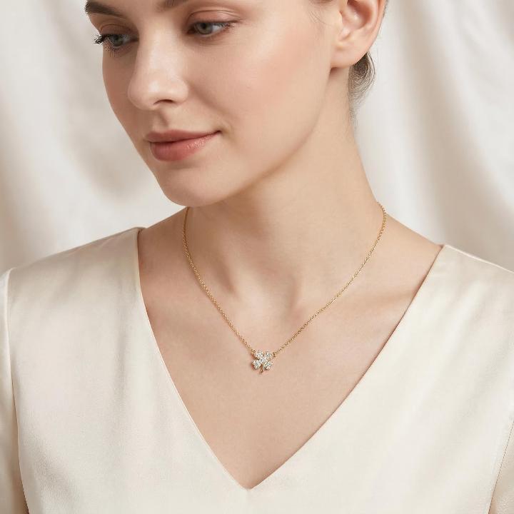  Sterling Silver Four-leaf Clover Choker Necklace