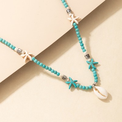  Puka Shell Starfish String Beaded Choker Necklace