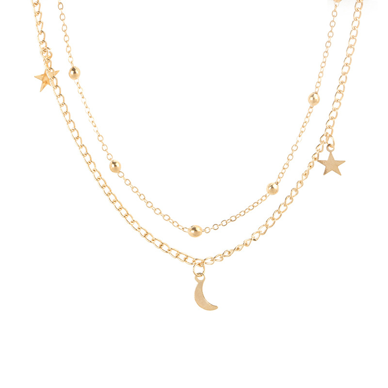 Moon and Star Layered Necklace