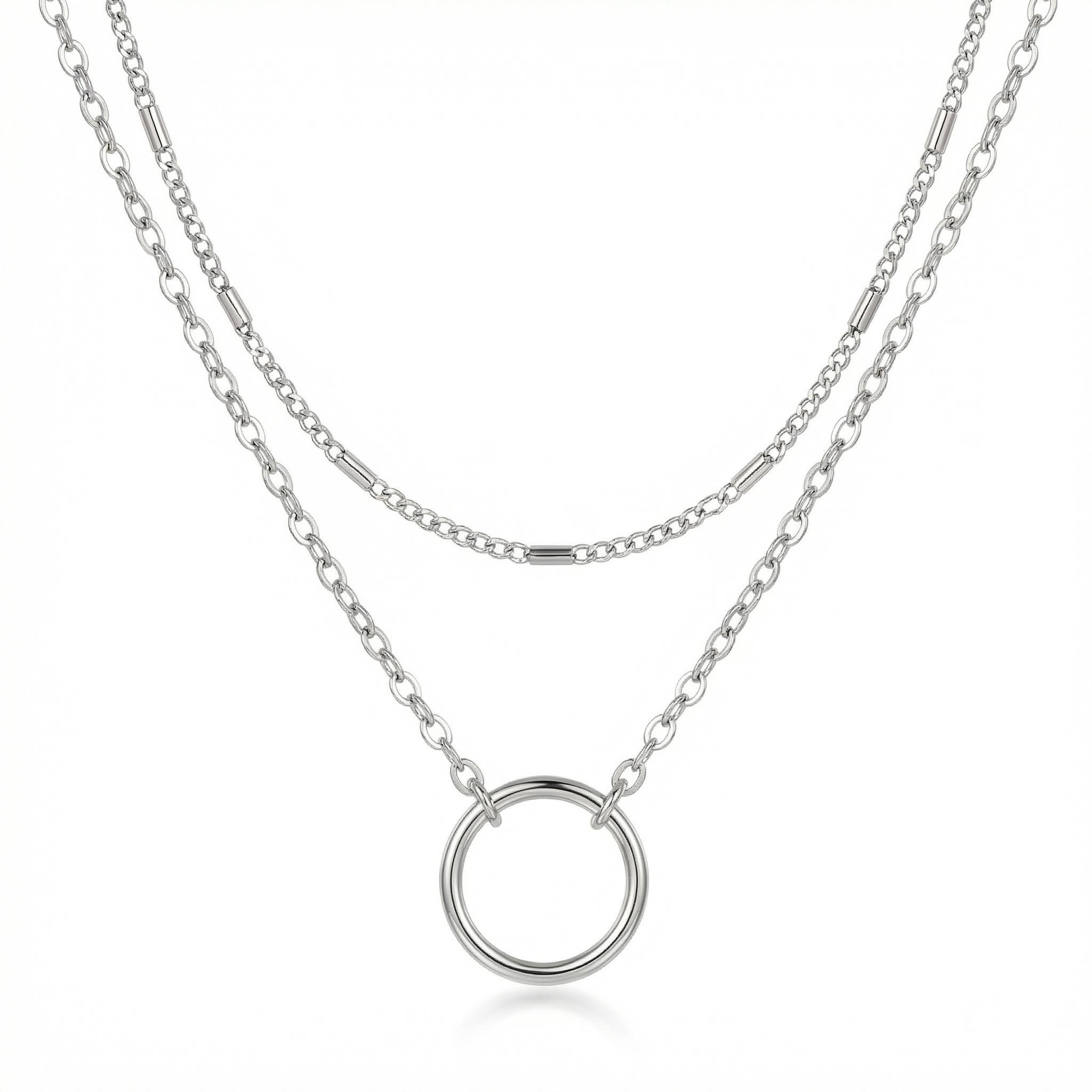  Simple Circle Beaded Layered Necklace