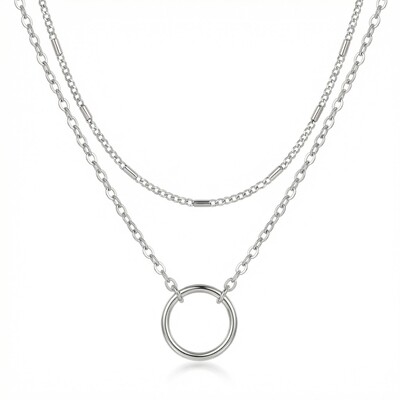  Simple Circle Beaded Layered Necklace