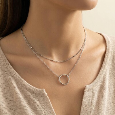  Simple Circle Beaded Layered Necklace