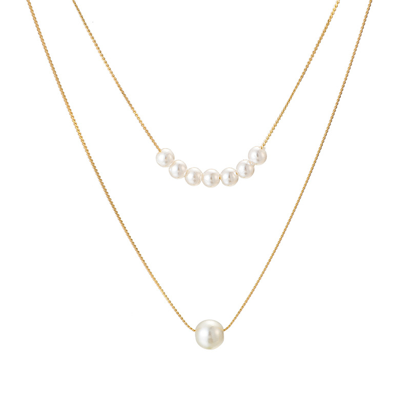  White Pearl Multi-layer Chain Choker Necklace