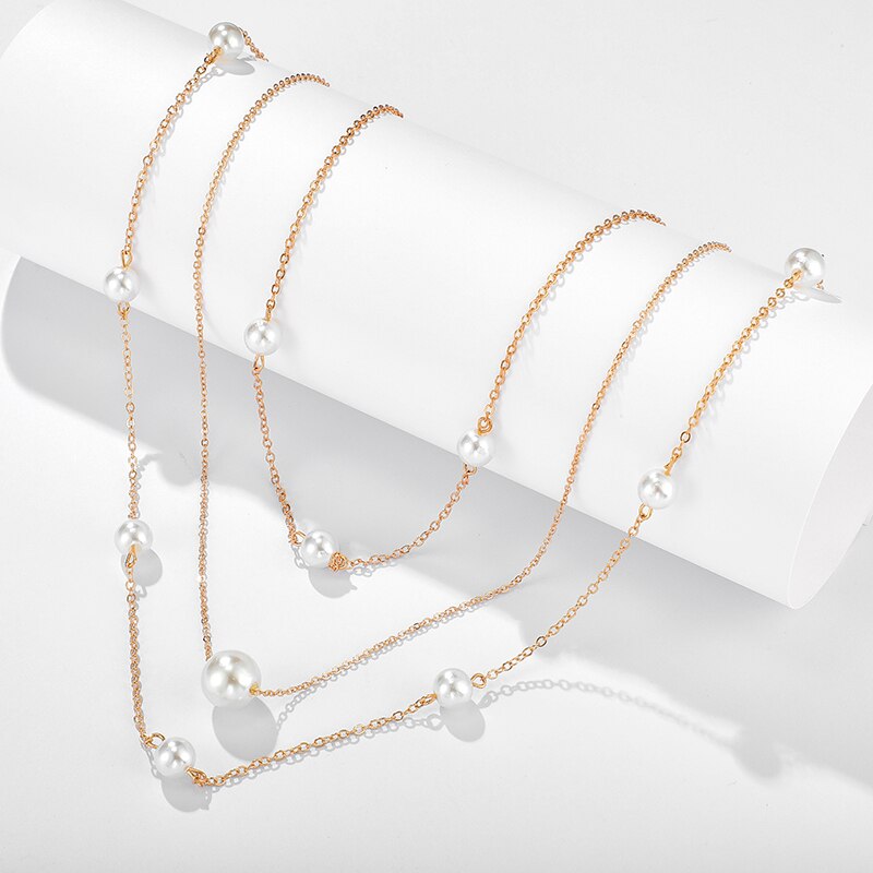  Multi-layer Pearl Choker Necklace