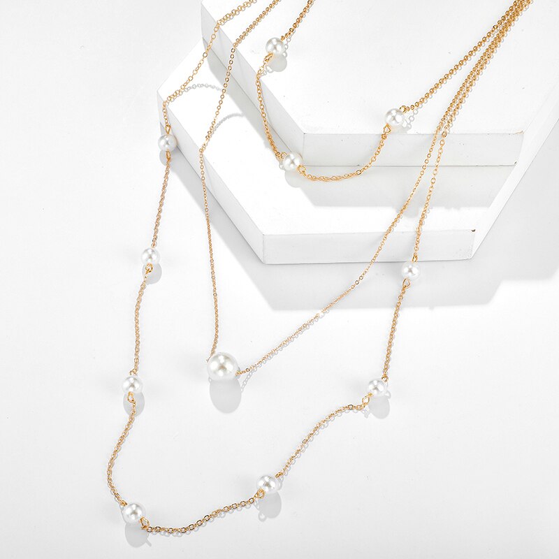 BINNI Binnis Wardrobe Varnika Layered Pearl Choker Necklace With Gold