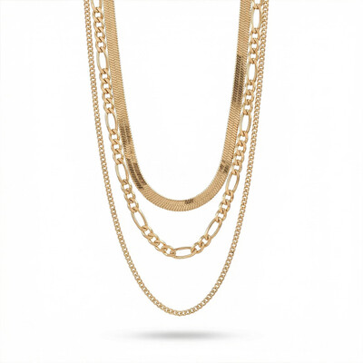  Snake Chain Twisted Rope Chain Figaro Chain Layered Necklace