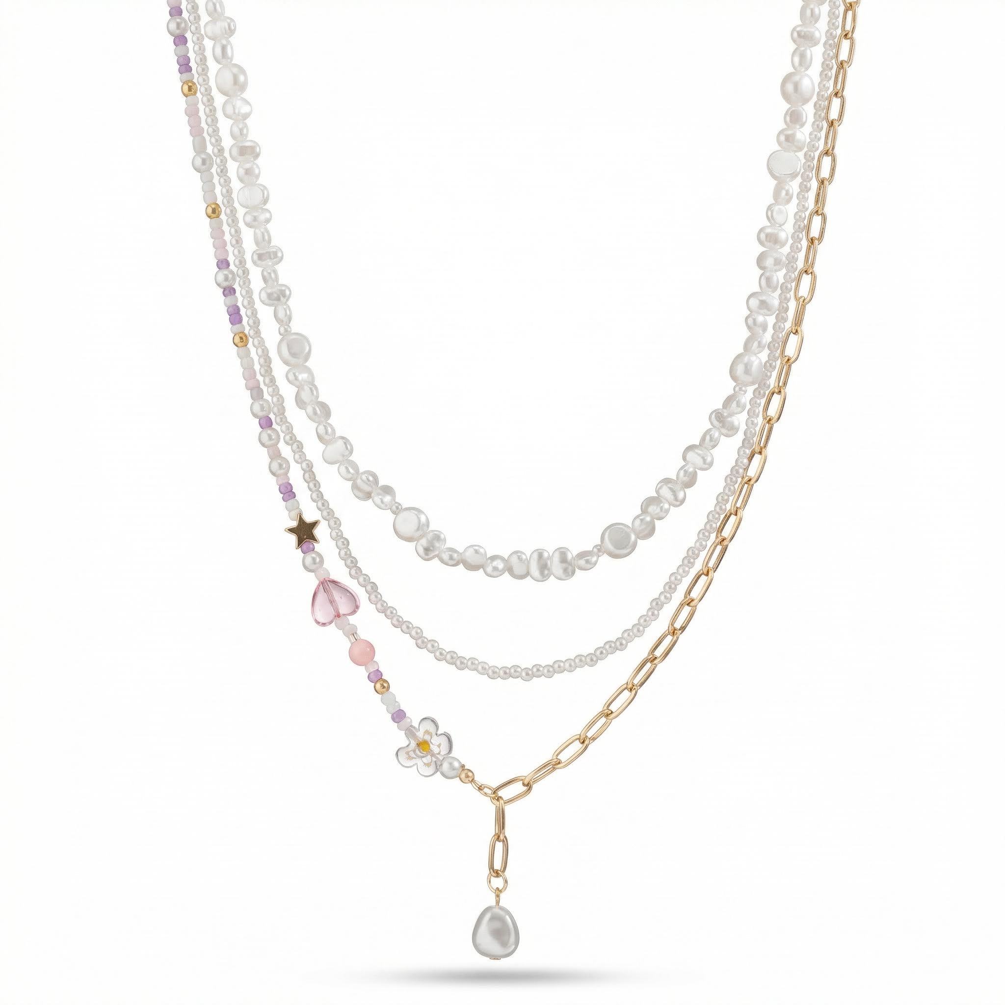 3Pcs Beaded Layered Necklace