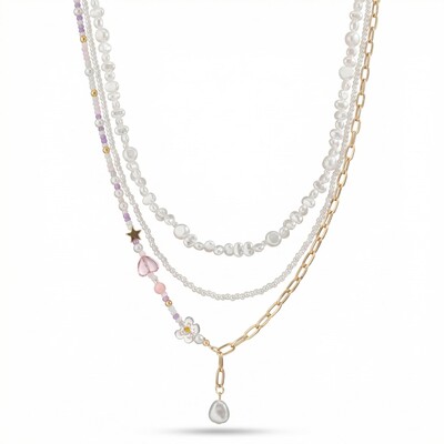 3Pcs Beaded Layered Necklace