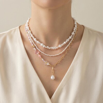 3Pcs Beaded Layered Necklace