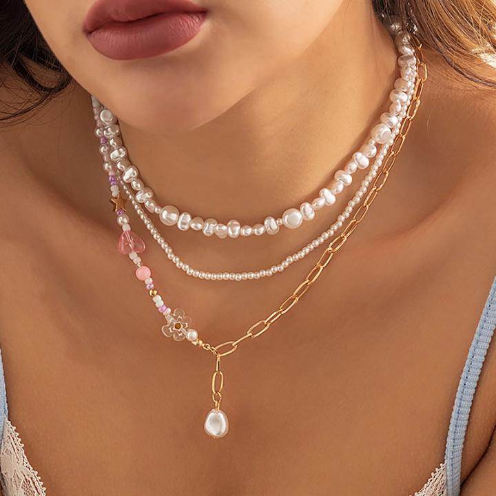 3Pcs Beaded Layered Necklace