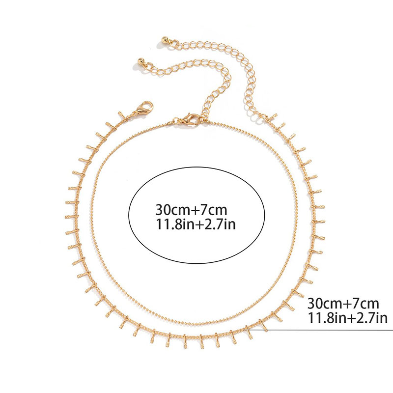 2Pcs Tassel Pendant Thin Beads Chain Choker Necklaces