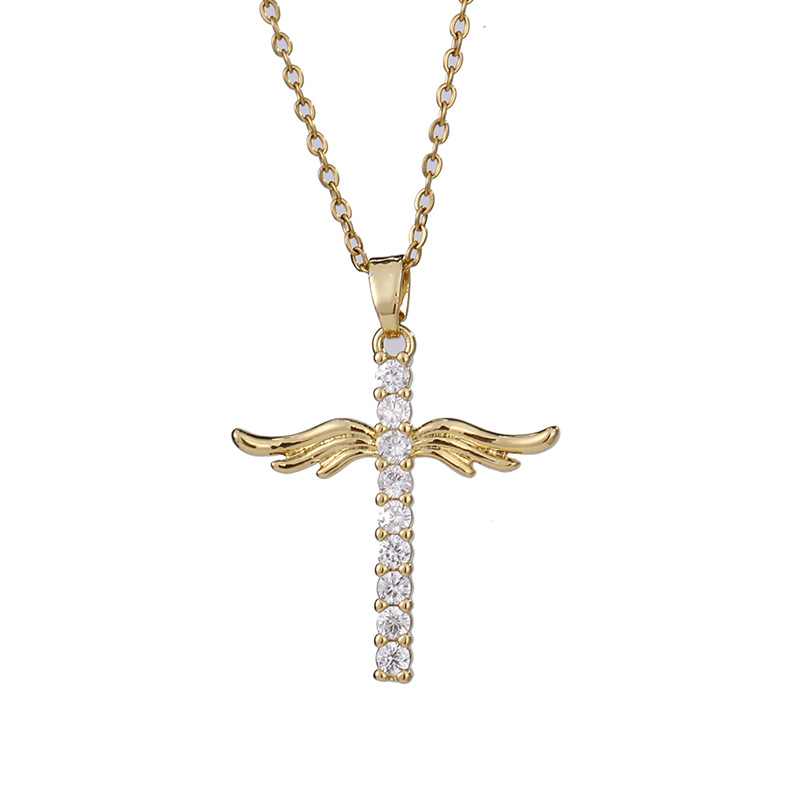 Angel Wings Cross Pendant Necklace
