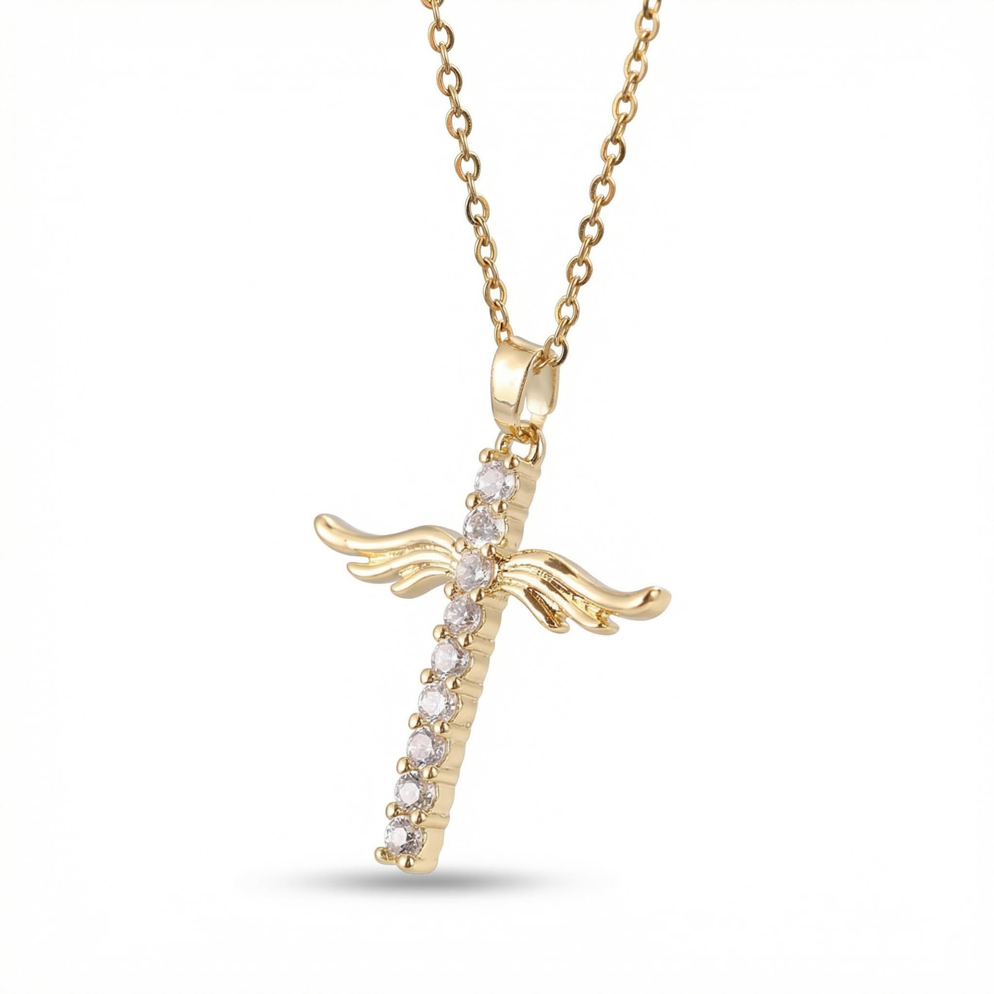 Angel Wings Cross Pendant Necklace