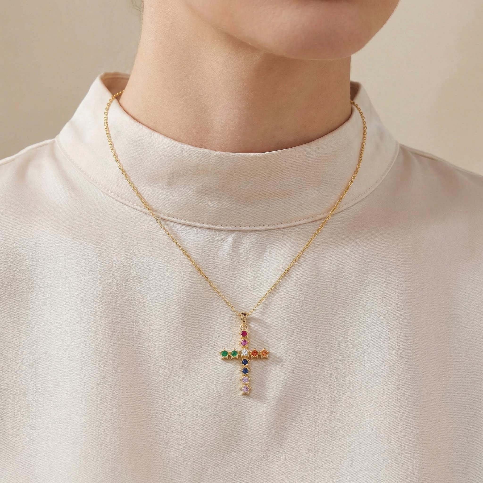 Fashion Colorful Cross Pendant