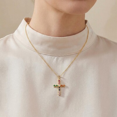 Fashion Colorful Cross Pendant