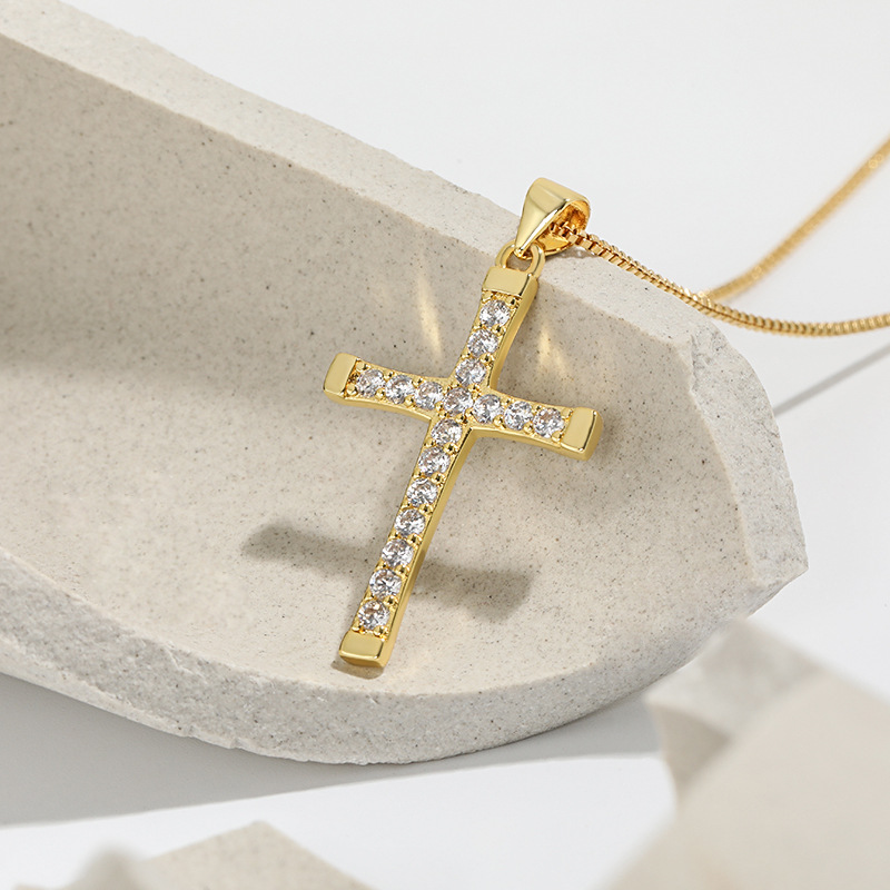 Iced Prayer Cross Pendant Necklace