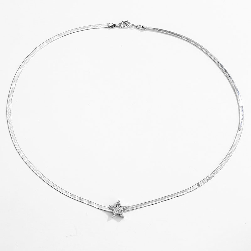 Star Charm Stainless Steel Snake Chain Choker Necklace