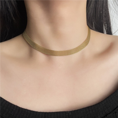 Stainless Steel Mesh Chain Choker Necklace
