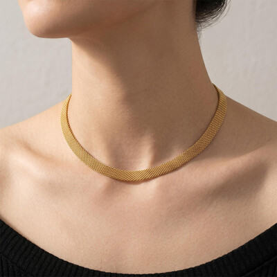 Stainless Steel Mesh Chain Choker Necklace