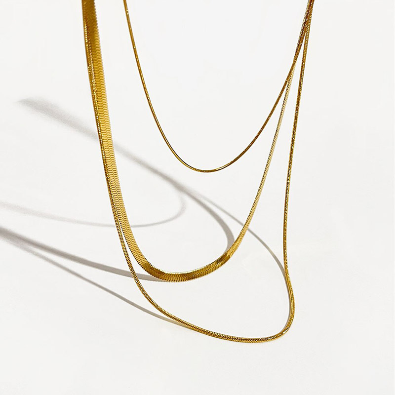 Gold Herringbone Layered Necklace