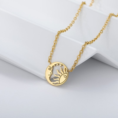 Moon Sun Star Tarot Amulet Necklace