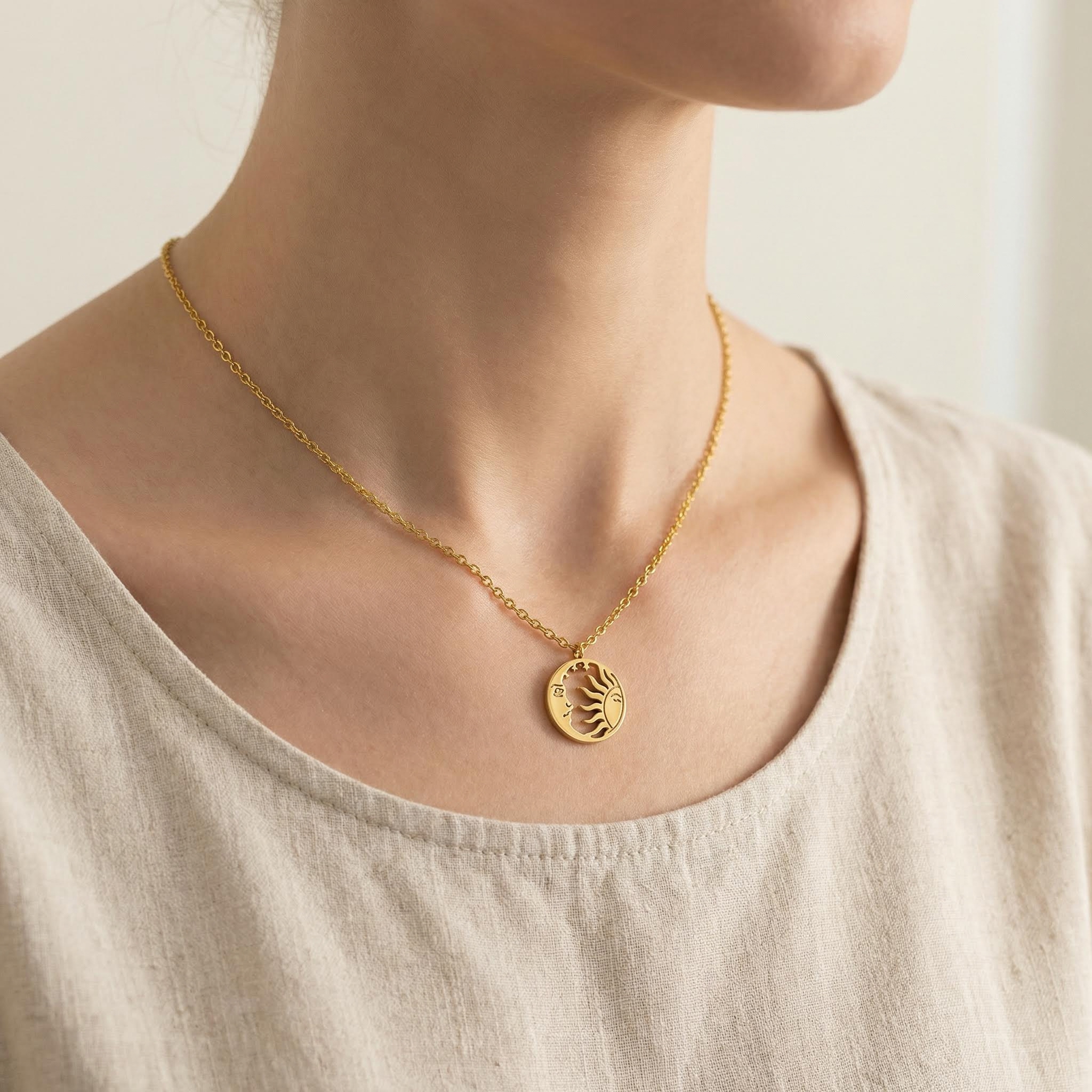 Moon Sun Star Tarot Amulet Necklace Moon Sun Star Tarot Amulet Necklace