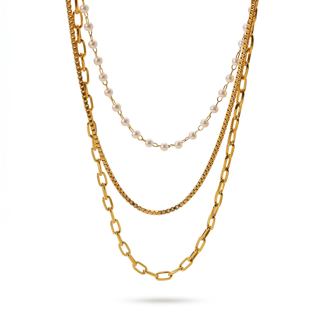 Small Pearl Chain Three-layer Necklace Small Pearl Chain Three-layer Necklace